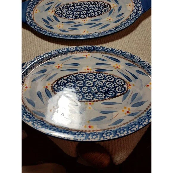 Temptations By Tara Blue Old World 12" & 13.5" Oval Serving Trays Lids - Picture 4 of 16